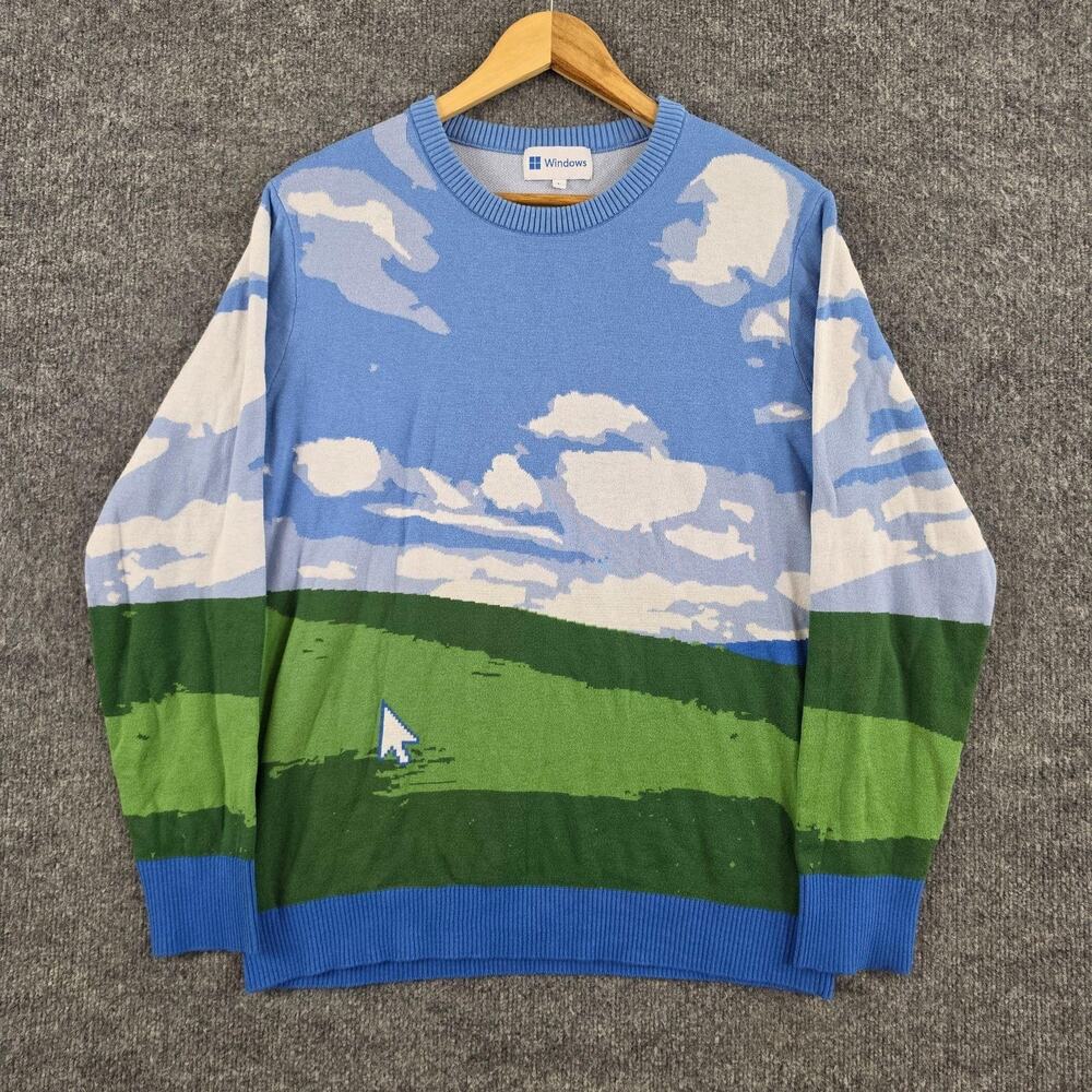 Windows Sweater Unisex Large Blue Windows Bliss Wallpaper Ugly Christmas Art